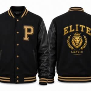 PLATINUM PREMIUM BLACK AND GOLD VARSITY JACKET